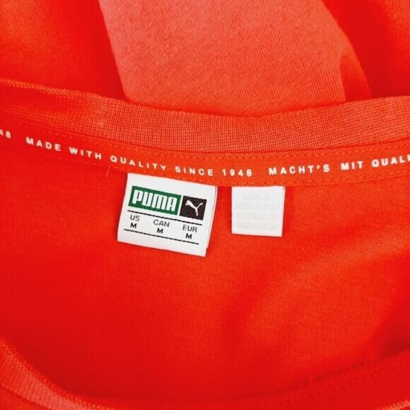 PUMA Pink Relaxed Fit Crewneck Top Large Font Logo Decal Sz M - Picture 10 of 10